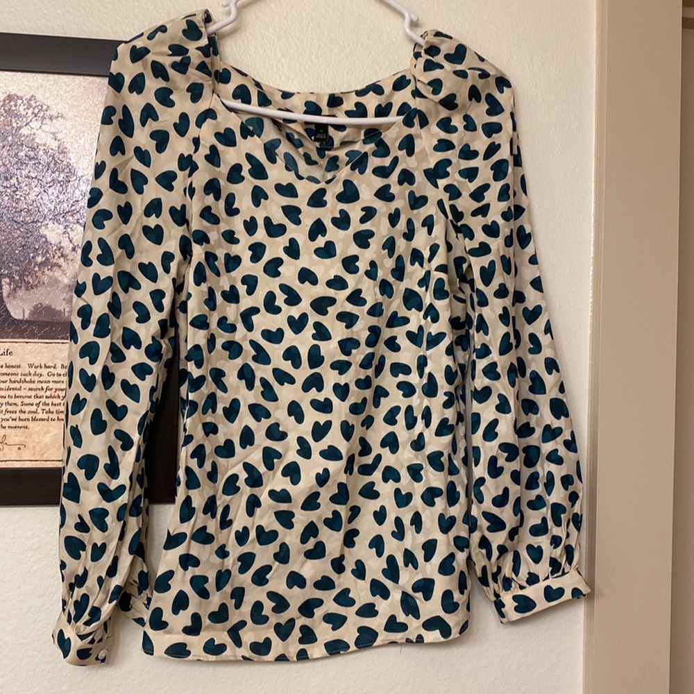 Green and cream Ann Taylor blouse! - Picture 5 of 6